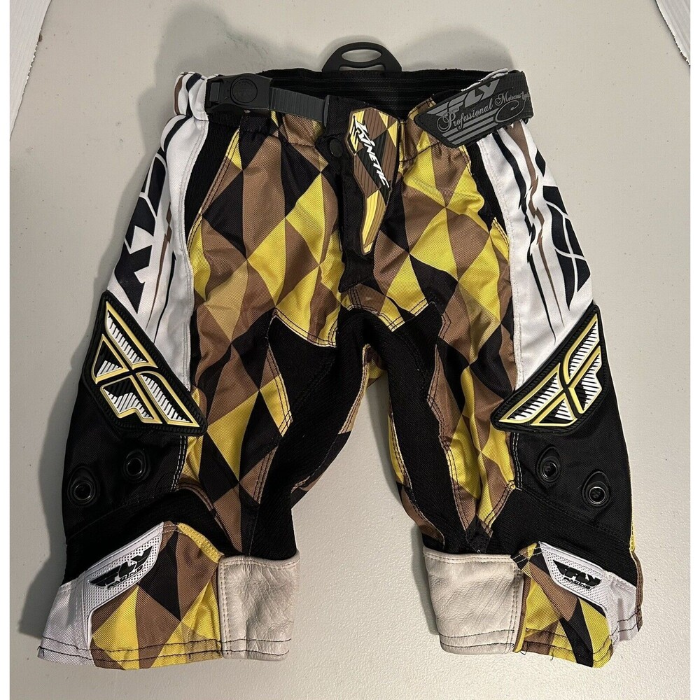 Youth Fly Racing Size 24 Blue BMX Motocross Dirt Bike Racing Shorts Yellow Black